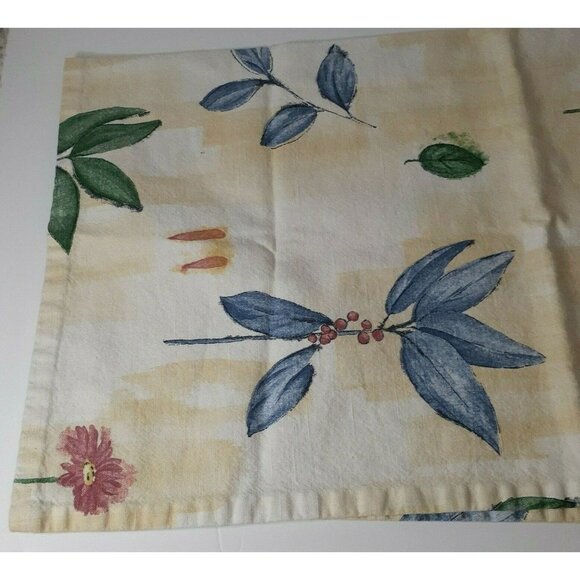 Window Top Treatment Yellow Watercolor Flowers Berries Spring Small Tablecloth - Picture 3 of 10